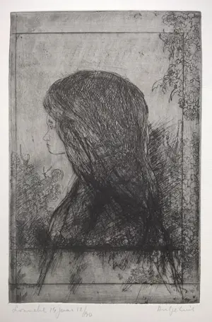 Dirkje Kuik - Dirkje Kuik – Lonneke 14 jaar – gesigneerde ets kopen? Bied vanaf 49!