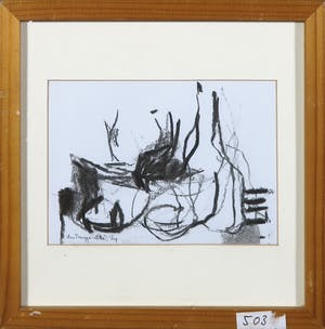 Bart ten Bruggencate - Houtskool, Abstracte compositie kopen? Bied vanaf 20!