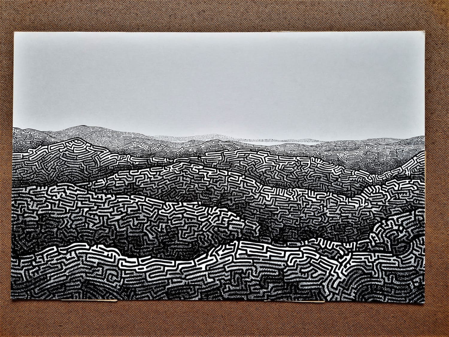 Jan Bernard Meinen - Grote & gedetailleerde Inkt-tekening "Duinlandschap" - 1974 - gesigneer kopen? Bied vanaf 29!