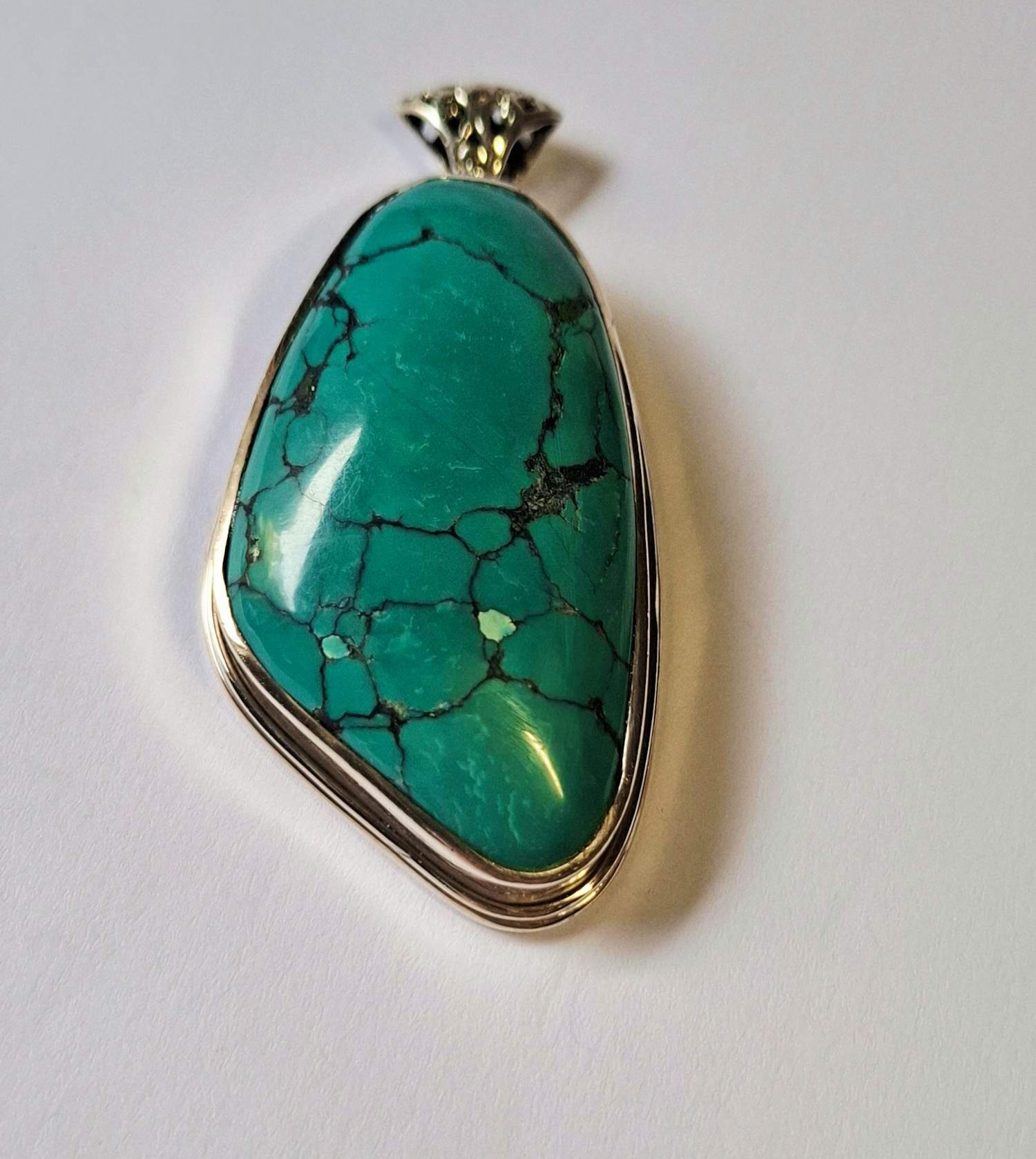 Nieuwe grote zilveren hanger met Turkoois edelsteen, cabochon kopen? Bied vanaf 125!