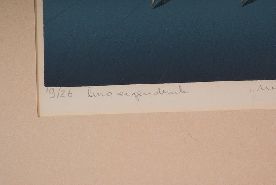 Hans Luiken - Linosnede - Weerbeeld kopen? Bied vanaf 21!