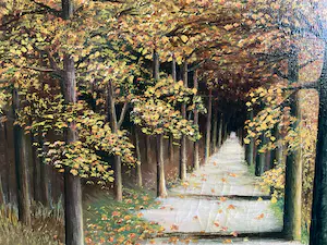 Niet of onleesbaar gesigneerd - Bospad in herfst. kopen? Bied vanaf 1!