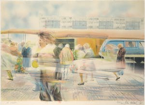 John Verberk - Litho, De markt - Ingelijst kopen? Bied vanaf 10!