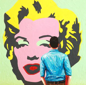 AcheterGerard Boersma - Marilyn- Schilderij van man kijkend naar portret door Andy Warhol? Enchérissez de 100!