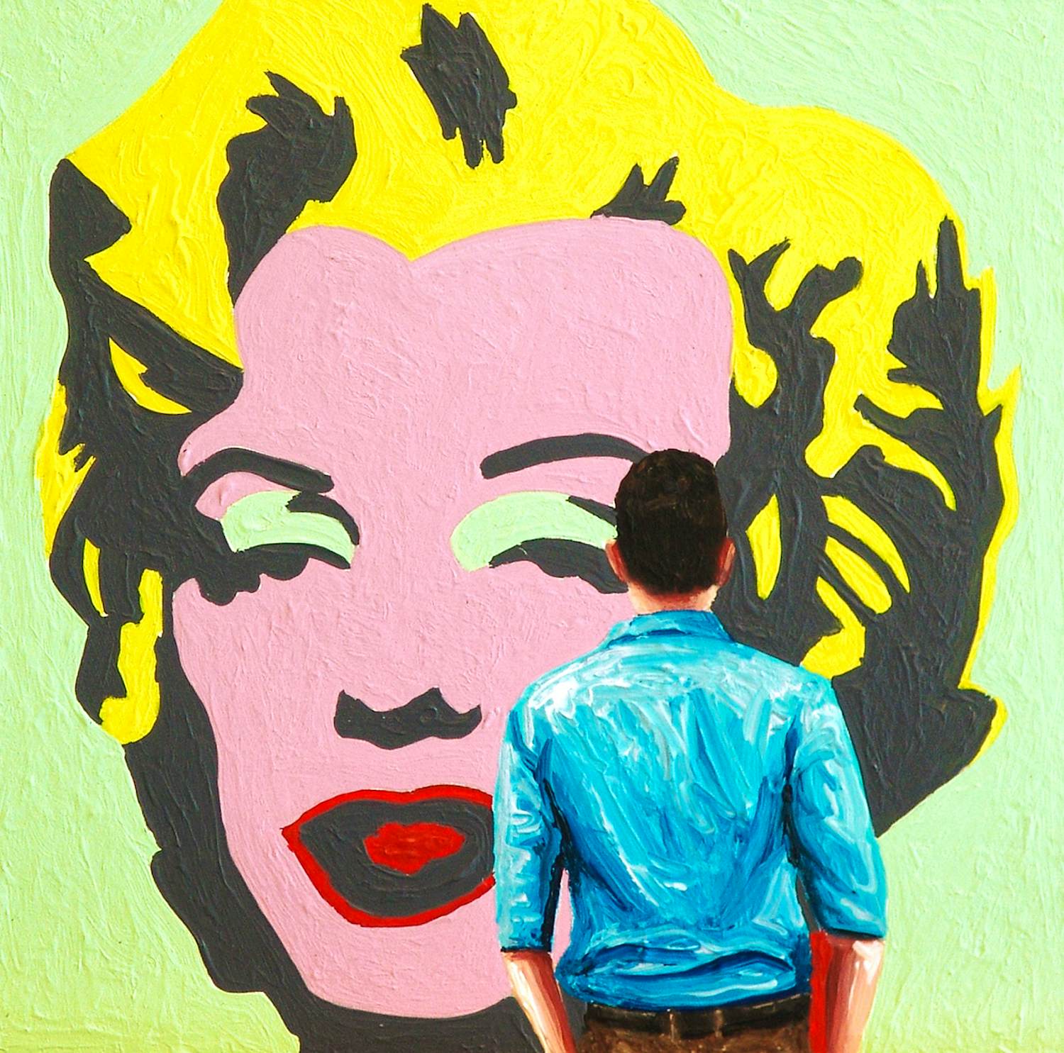 Gerard Boersma - Marilyn- Schilderij van man kijkend naar portret door Andy Warhol kopen? Bied vanaf 100!