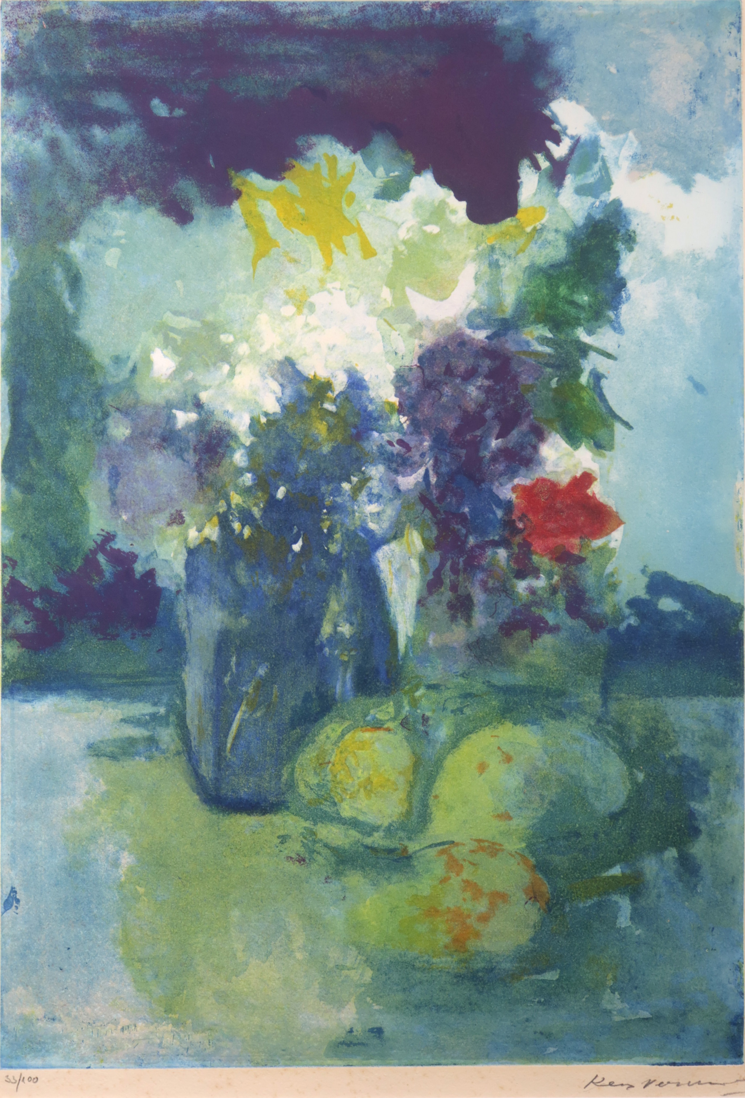 Kees Verwey - Aquatint, Stilleven met bloemen - Ingelijst kopen? Bied vanaf 200!