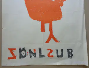 Anton Heyboer - ORANJE VOGEL / KLEURZEEFDRUK / 90x65cm / AFFICHE kopen? Bied vanaf 1!