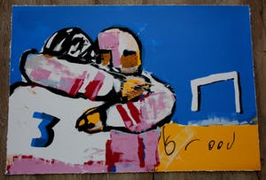 Herman Brood - grote zeefdruk: Voetbal kopen? Bied vanaf 299!