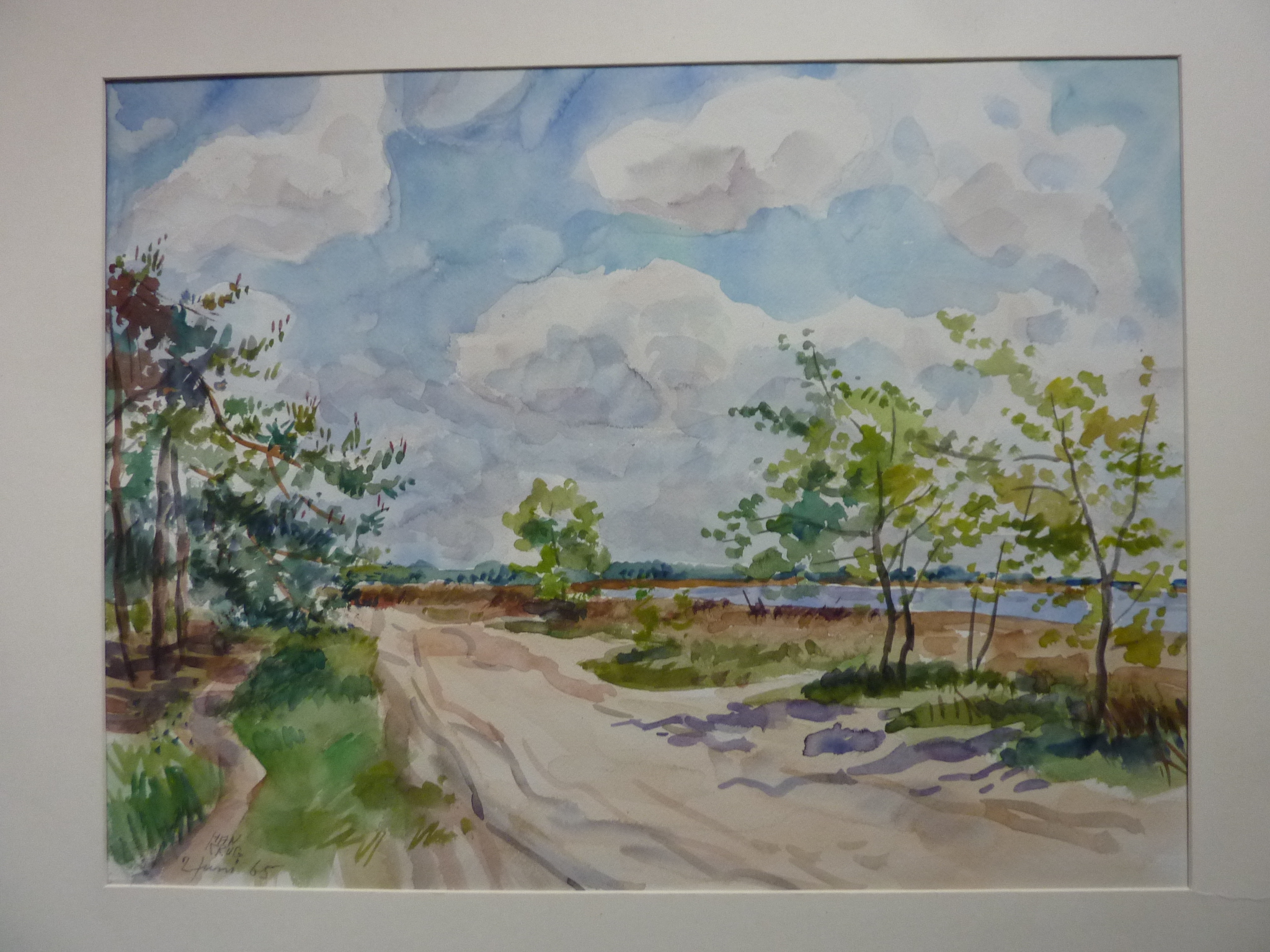 Han Krug - Grote aquarel "Brabant" 1965 kopen? Bied vanaf 50!