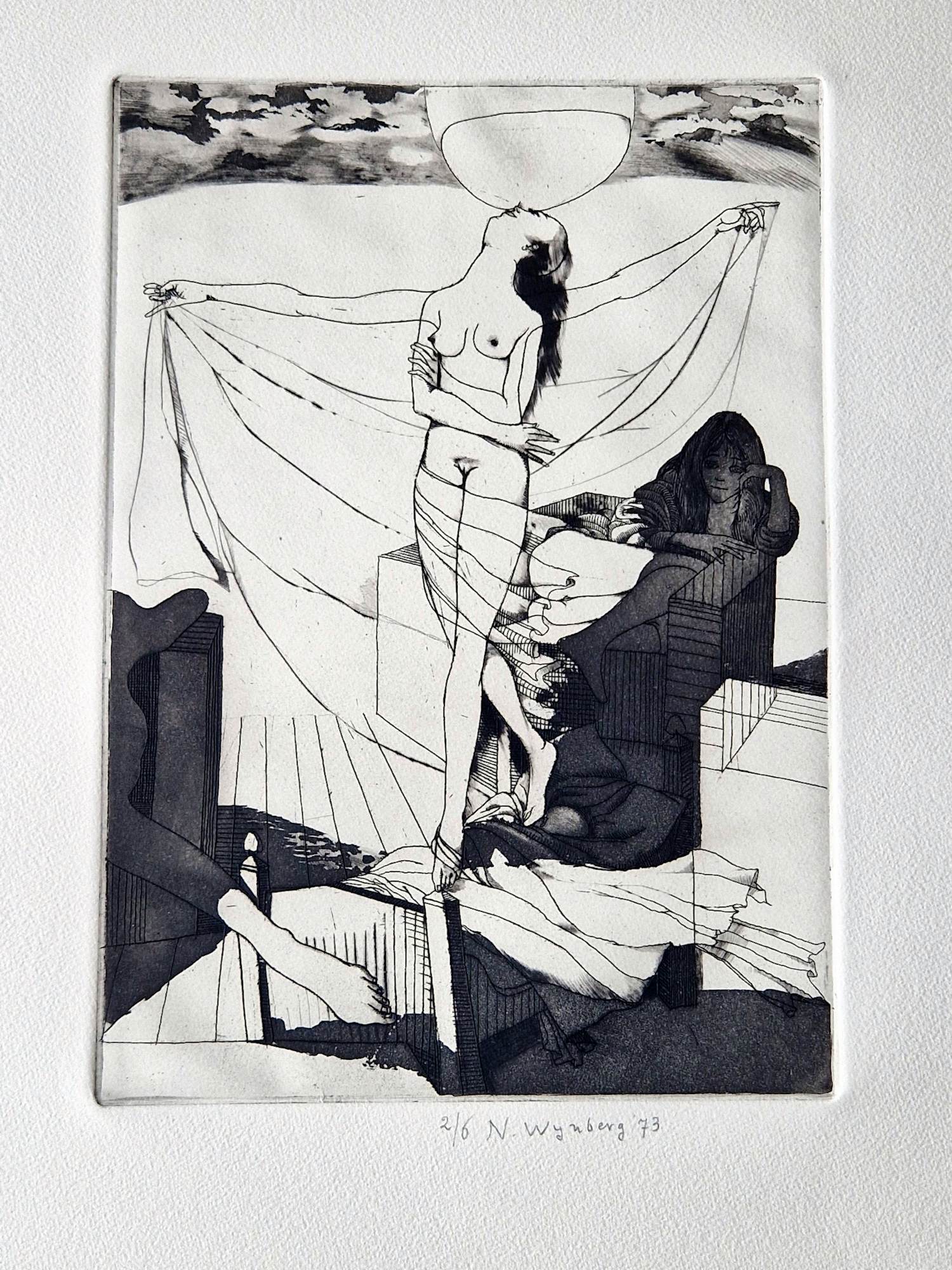 Nicolaas Wijnberg - Monochrome erotische litho "la Luna" - 1973 - zeer kleine oplage (2/6) verkocht voor € 37!