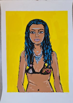 Peter Klashorst - Kleurenzeefdruk - MY YELLOW PRINCESS - Handgesigneerd - 125 ex. kopen? Bied vanaf 75!