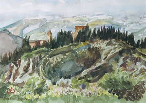 John Torenbeek - Aquarel, Monte Oliveto, Maggiore - Ingelijst kopen? Bied vanaf 1!