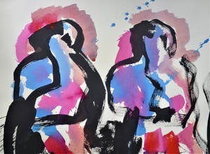 Anton Heyboer - Four women . Krachtige sierlijke kleurige schildering . kopen? Bied vanaf 550!