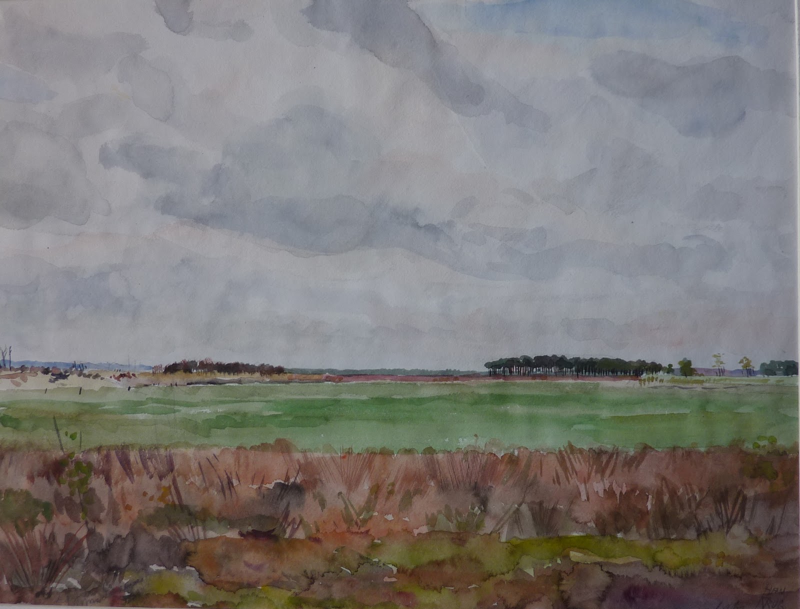 Han Krug - Grote aquarel Middelbeers Brabant 1962 verkocht voor € 50!