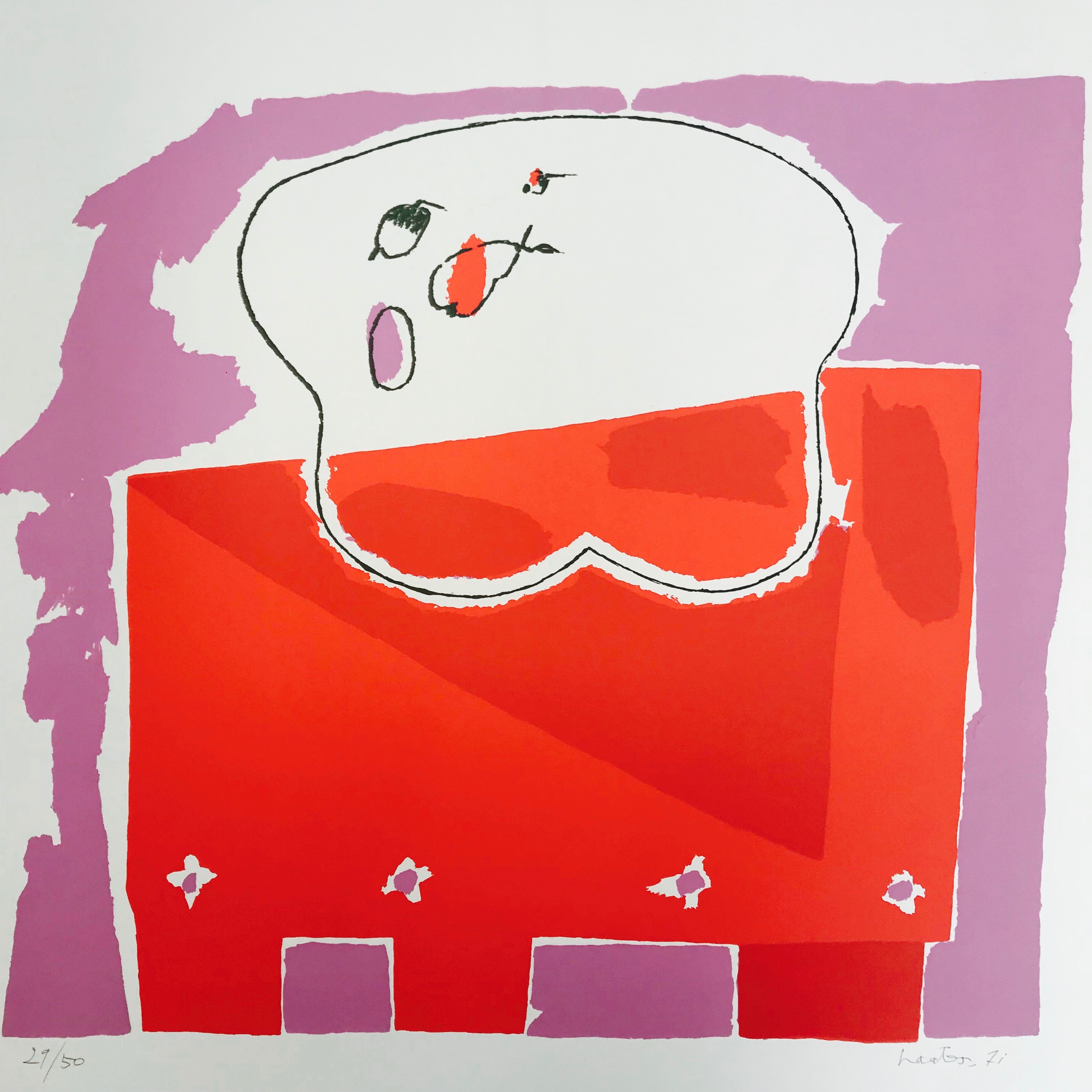 Niet of onleesbaar gesigneerd - Fraaie zeefdruk uit 1971 - Gesigneerd - Zonder lijst - 29/50 kopen? Bied vanaf 1!