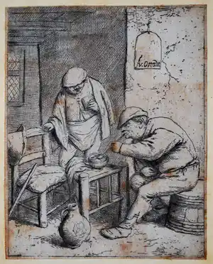 Adriaen van Ostade - De Roker en de Drinker (1682)- ets verkauft für € 125!