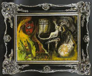 Marthijn de Groot - Acryl op doek, Vrouw uit het raam - Ingelijst kopen? Bied vanaf 1!