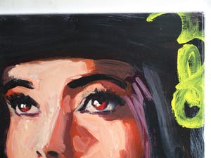 Peter Klashorst - Acrylverf op doek op houten frame , “Portret, Rode mond” – 60 x 105 cm - 2018 kopen? Bied vanaf 350!