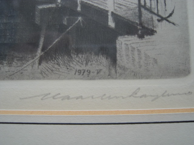 Maarten Langbroek - Fraaie Ets "Edam - vrouw op de Kwakelbrug" gesigneerd  kopen? Bied vanaf 1!