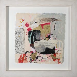 Miriam Slaats - Zeefdruk, Alle kennis komt voor uit onze zintuigen - Ingelijst kopen? Bied vanaf 70!