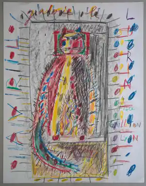 Armand Avril - Kleurrijke originele gouache (65x50 cm) - Expressieve figuur in kader kaufen? Bieten Sie von 599!