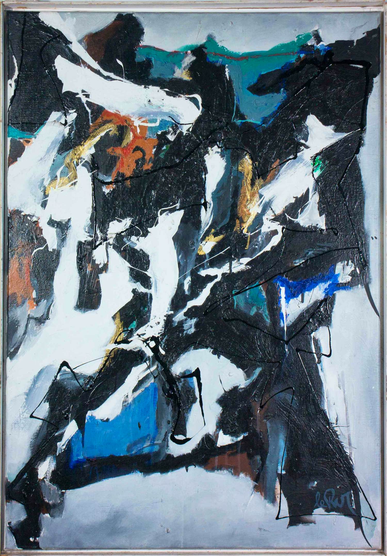 Han le Roy - Acryl op doek, Zwart II - Ingelijst verkocht voor € 150!