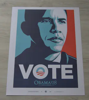 Buy Shepard Fairey - Poster - Obama: Vote '08 - 2008? Bid from 1!