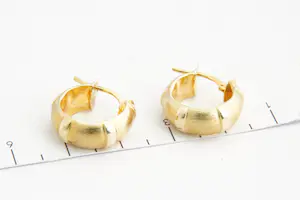 150 - 1 Paar (zo goed als nieuwe) geel-gouden 18 Krt oorringen - bamboe model kopen? Bied vanaf 70!
