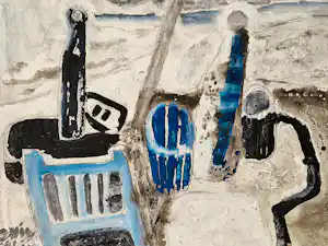 Henk Huig - Grote jaren 60 gemengde techniek (gouache, aquarel, zand) -gesigneerd verkauft für € 48!