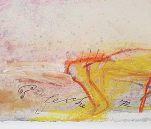 Pieter Defesche - Vrouw op bankje in onbestemd landschap, gemengde techniek kopen? Bied vanaf 275!