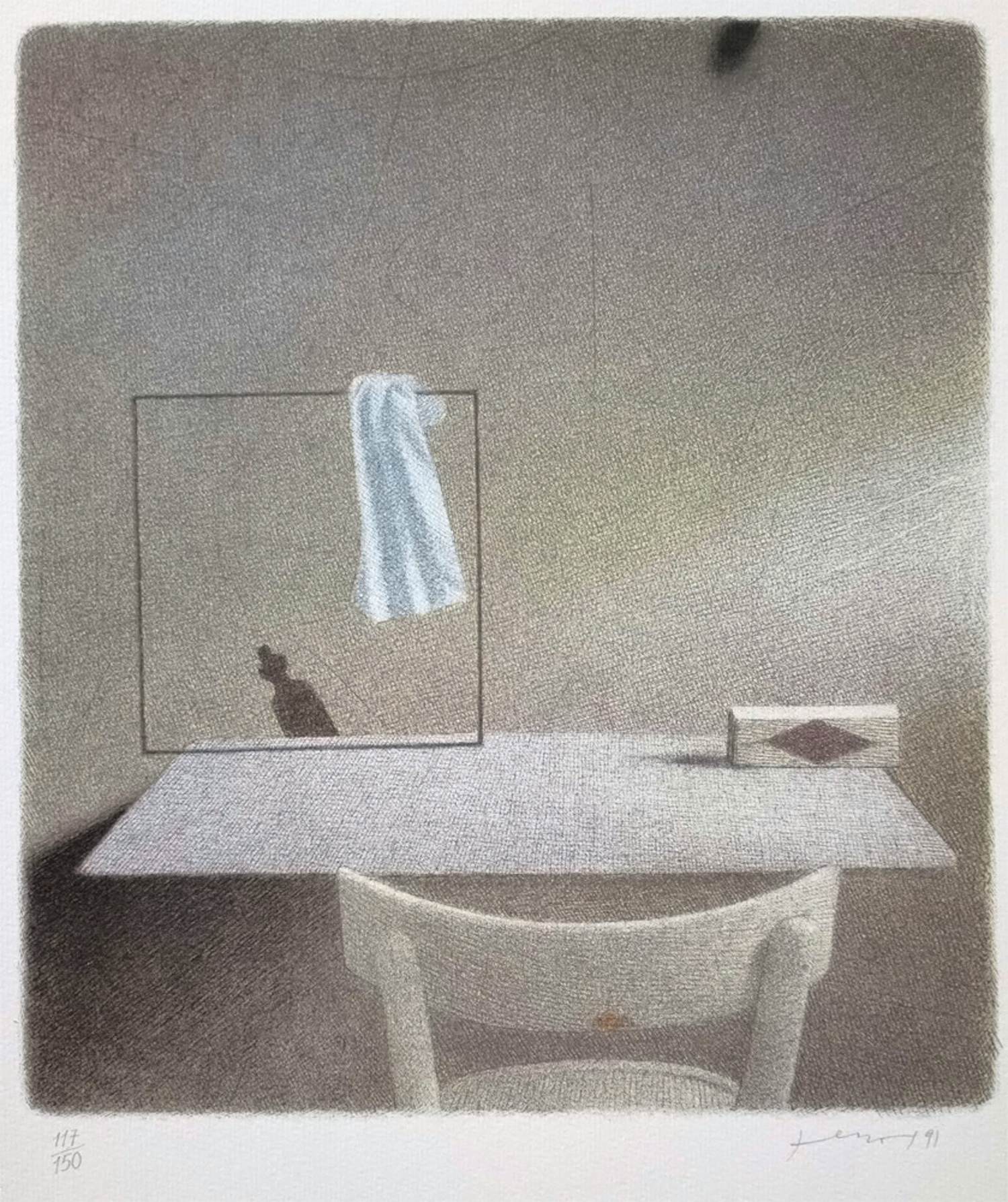 Gianfranco Ferroni - Stilleven met stoel en tafel (117/150) kopen? Bied vanaf 150!