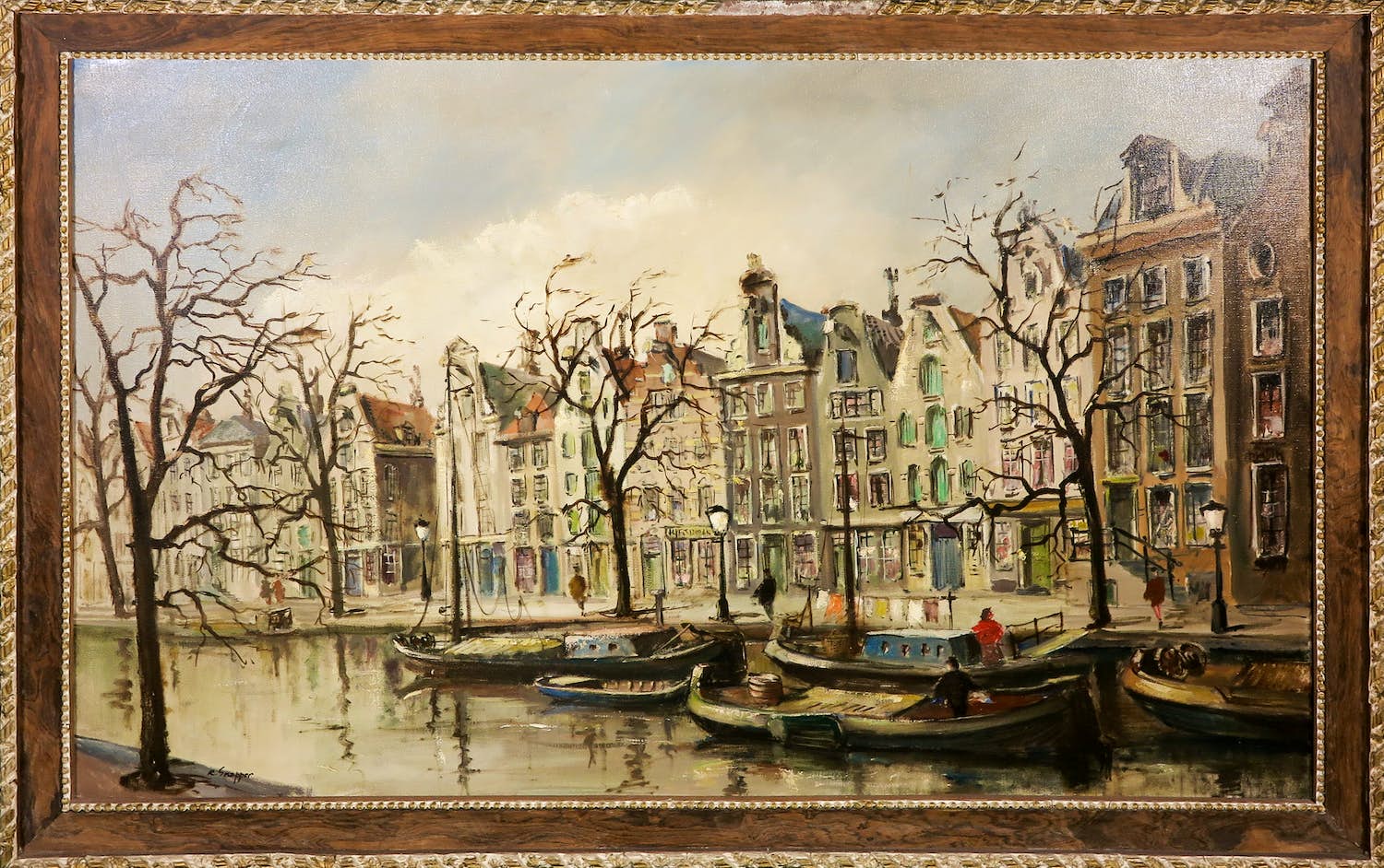 Rein Snapper - Olieverf op doek, Amsterdam - Ingelijst (Groot) verkocht voor € 150!