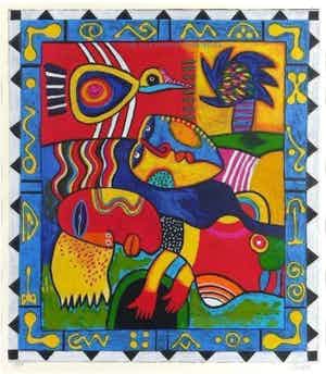 Clemens Briels - Kleurenzeefdruk LES ISLES FLOTTANTS Handgesigneerd. verkocht voor € 125!