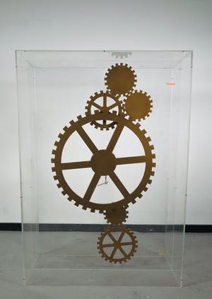 Curiosa - Assemblage van tandwielen in plexiglazen kast (groot) kopen? Bied vanaf 1!