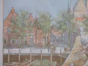 Cees Bolding - Gezicht op de haven van Veere - Litho kopen? Bied vanaf 50!