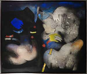 Michel van Overbeeke - Gemengde techniek op doek, Zonder titel - Ingelijst (Zeer groot) verkocht voor € 1!