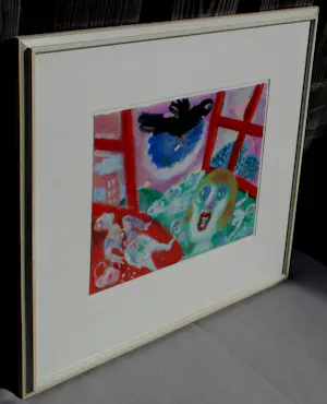 Aad de Haas - Ingelijste gemengde techniek op papier: zwarte kraai kopen? Bied vanaf 1750!