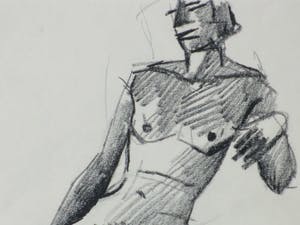 Herman Bieling - Zittend naakt - Potloodtekening kopen? Bied vanaf 1!