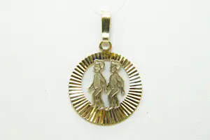 70 - 14 karaats geelgouden vintage zodiac hanger met afbeelding Tweeling kaufen? Bieten Sie von 130!