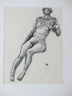 Herman Bieling - Zittend naakt - Potloodtekening kopen? Bied vanaf 1!