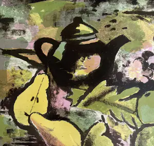 Jeanne Bieruma Oosting - handgesigneerde litho | 'De zwarte trekpot' (INGELIJST) kopen? Bied vanaf 1!