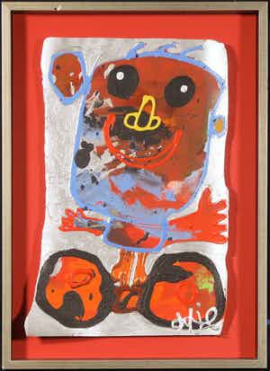 Ad Verstijnen - Acryl op papier, Op t stepke - Ingelijst verkocht voor € 150!