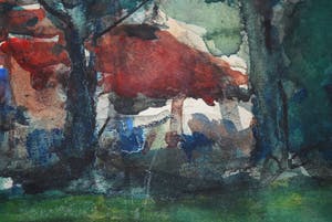 Aris Knikker - (Frans) landschap -ingelijste aquarel kopen? Bied vanaf 35!