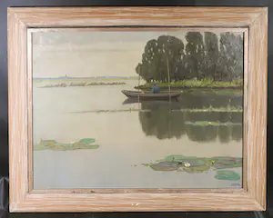 Johan P. Aerts - Olieverf op doek, Vissertje op de Loosdrechtse plas kopen? Bied vanaf 200!