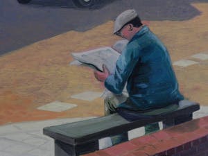 Niet of onleesbaar gesigneerd - BATES -Naïef geschilderde Bloemenmarkt Roosendaal 1 kopen? Bied vanaf 1!