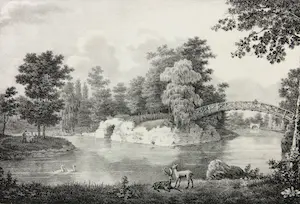 Jean Baptiste Madou - Litho, Vue du Jardin de Wespelaer près de Louvain kopen? Bied vanaf 20!