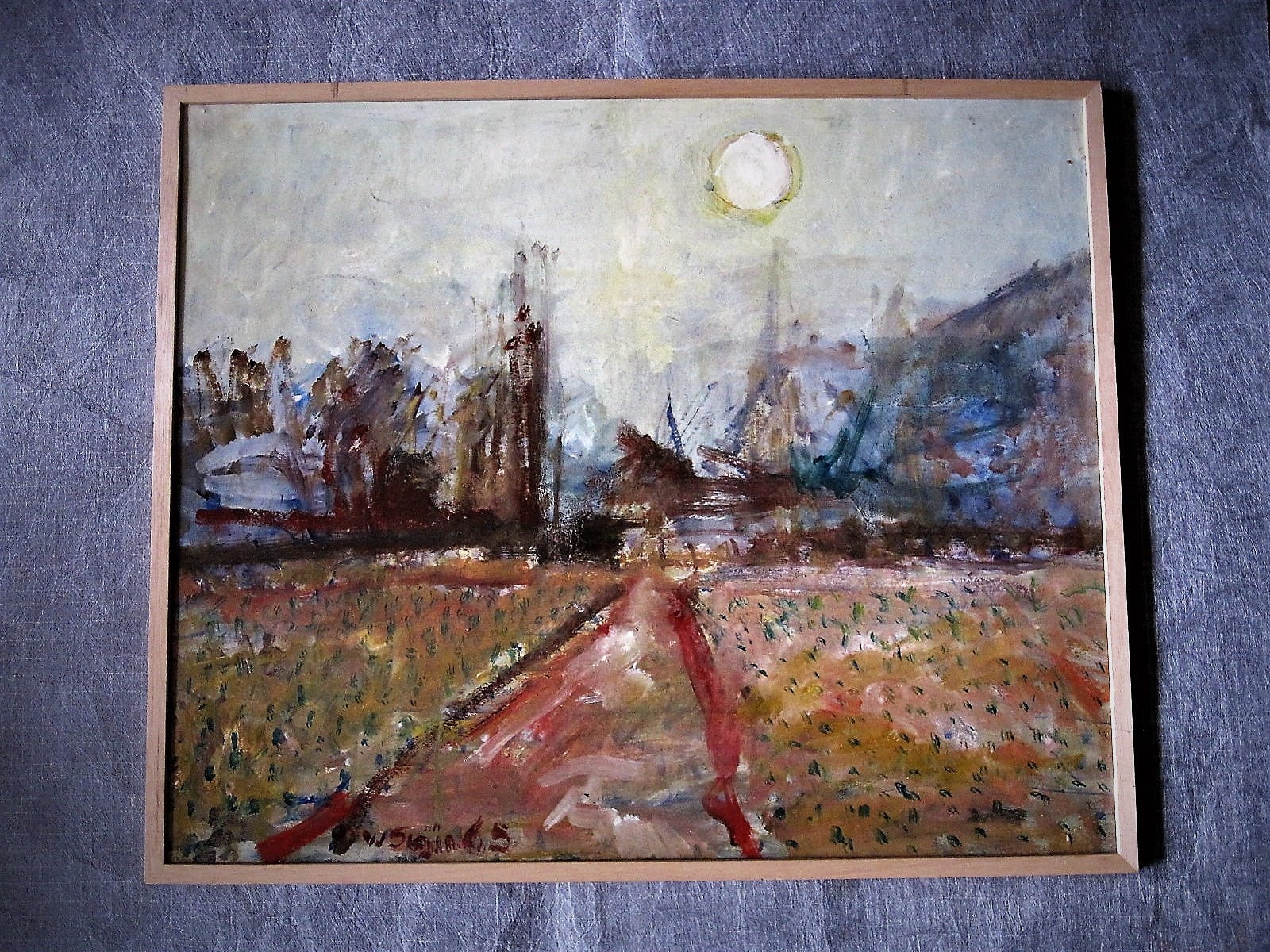 Wim Steijn - schitterend olieverf "Zomeravond bij de Hoogovens fabriek" verkocht voor € 130!