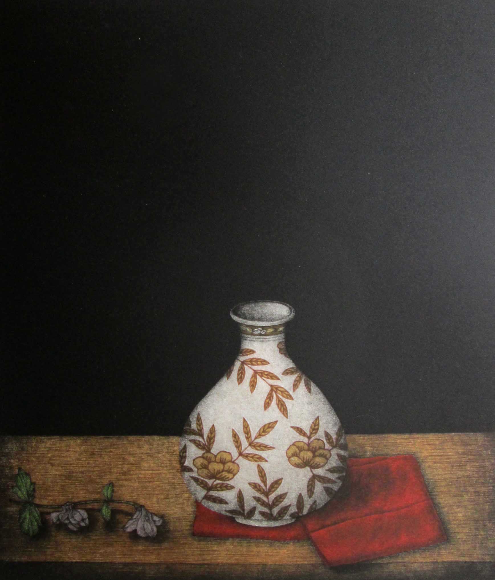 Tomoe Yokoi -  Stillife with Sakebottle - mezzotint - handgesigneerd kopen? Bied vanaf 125!