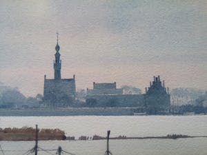 Gerrit Neven - Avondstemming - prachtige aquarel in originele lijst kopen? Bied vanaf 350!