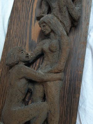 Klaas Pijlman - Chamotte / Aardewerk op paneel , Levensboom - ca. 1970 kopen? Bied vanaf 40!